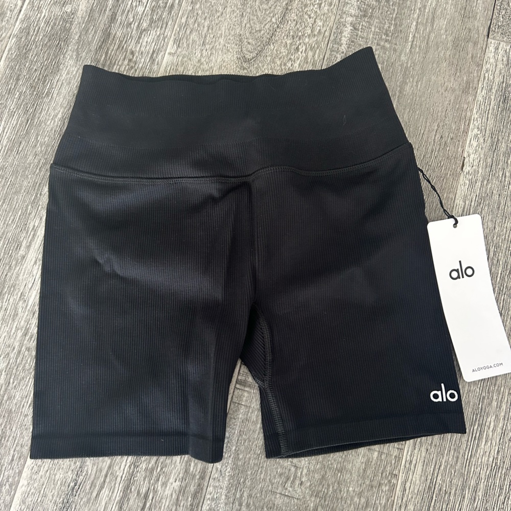 ALO Yoga Black Bike Shorts High-Rise Stretch